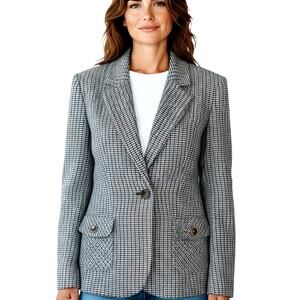 Julie Mitchell 4 Tweed Gray Women's Blazer Jacket Suit Coat Misses Size S Small